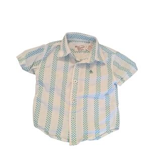 Original Penguin Musingwear Baby Boy 12 Month Green Cream Stripe Button Up Shirt
